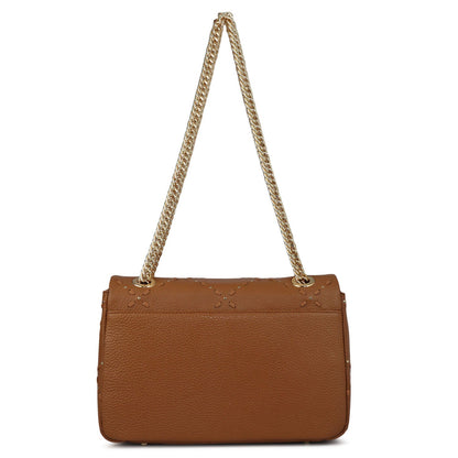 Serena Bunti Wax Leather Shoulder Bag - Caramel