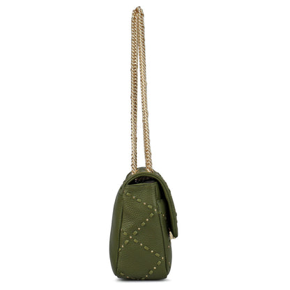 Serena Bunti Wax Leather Shoulder Bag - Fern