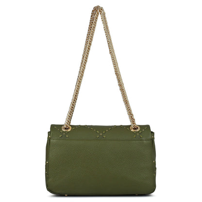 Serena Bunti Wax Leather Shoulder Bag - Fern
