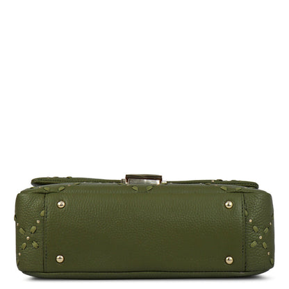 Serena Bunti Wax Leather Shoulder Bag - Fern