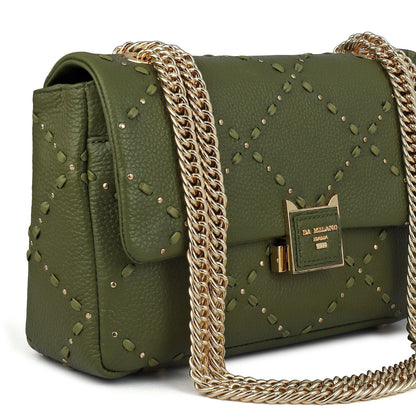 Serena Bunti Wax Leather Shoulder Bag - Fern