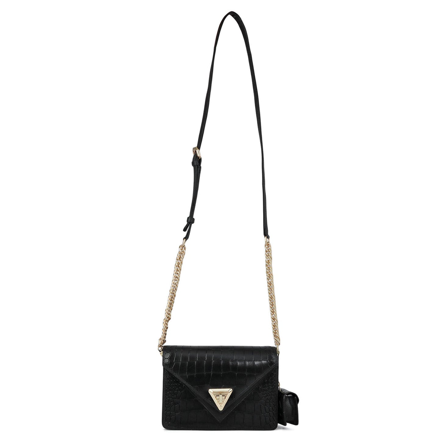 Allure Croco Franzy Leather Sling - Black