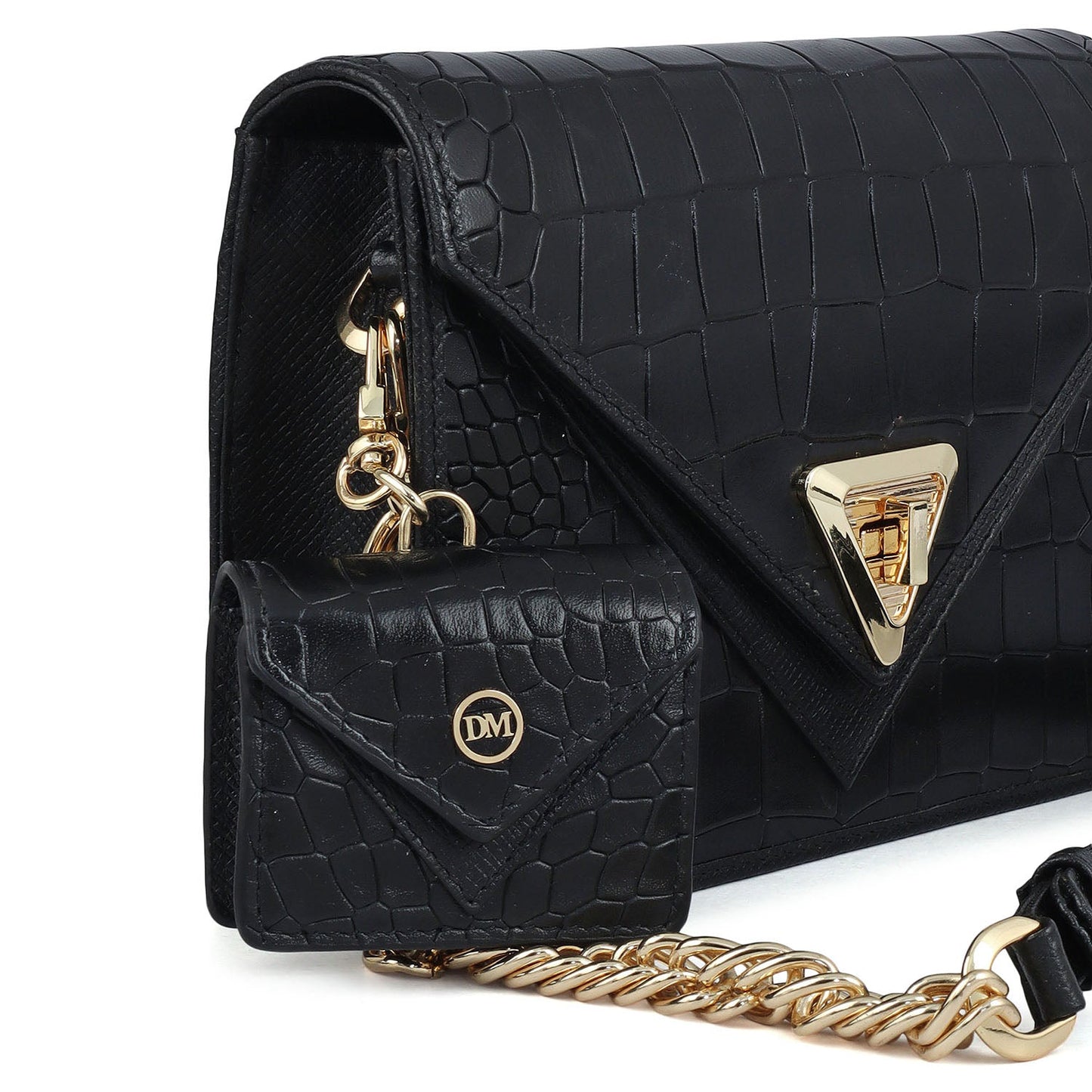Allure Croco Franzy Leather Sling - Black