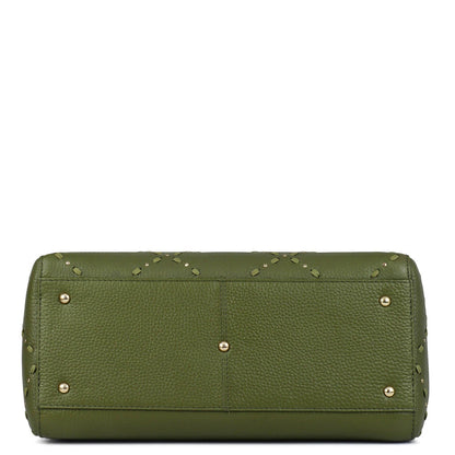 Medium Bunti Wax Leather Satchel - Fern