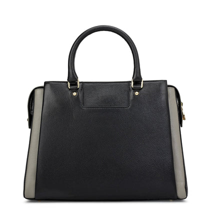 Medium Franzy Leather Satchel - Black