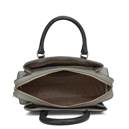 Medium Franzy Leather Satchel - Black