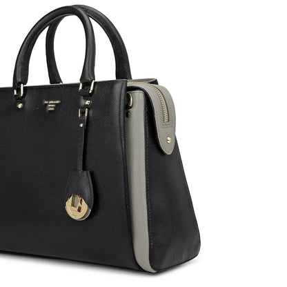 Medium Franzy Leather Satchel - Black