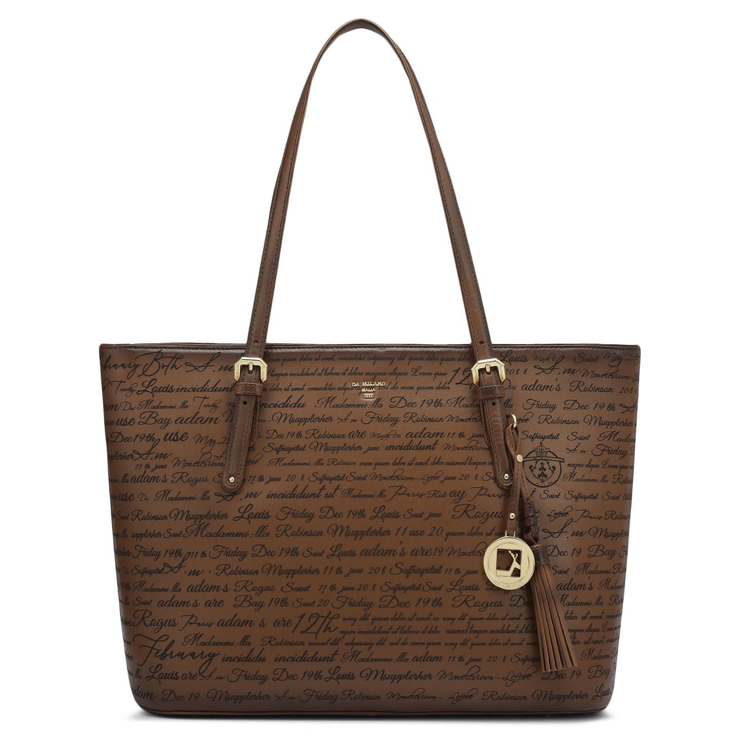Large Signato Leather Tote - Cognac