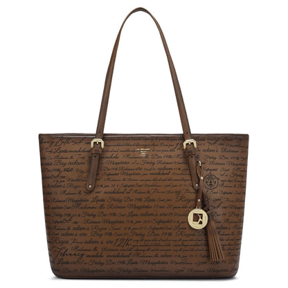 Large Signato Leather Tote - Cognac