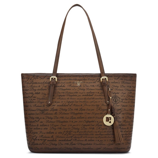 Large Signato Leather Tote - Cognac