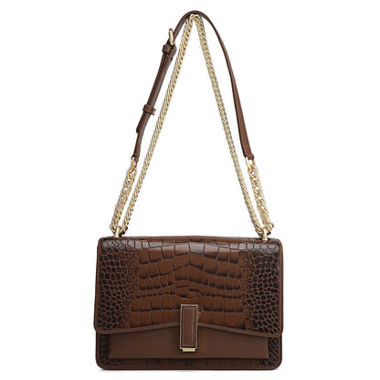 Small Croco Franzy Leather Shoulder Bag - Date