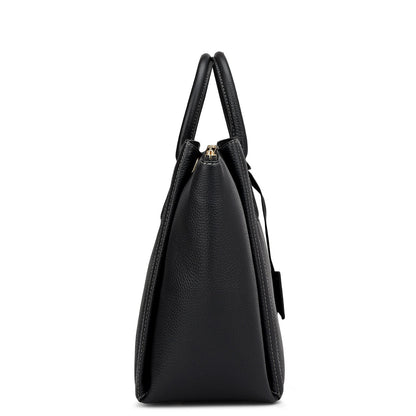 Medium Wax Leather Satchel - Black