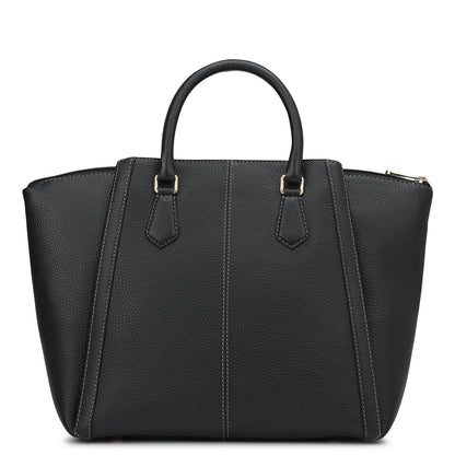 Medium Wax Leather Satchel - Black