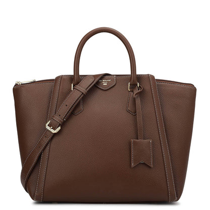Medium Wax Leather Satchel - Espresso