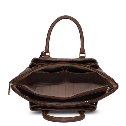 Medium Wax Leather Satchel - Espresso