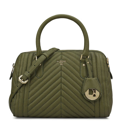 Medium Quilting Leather Satchel - Fern