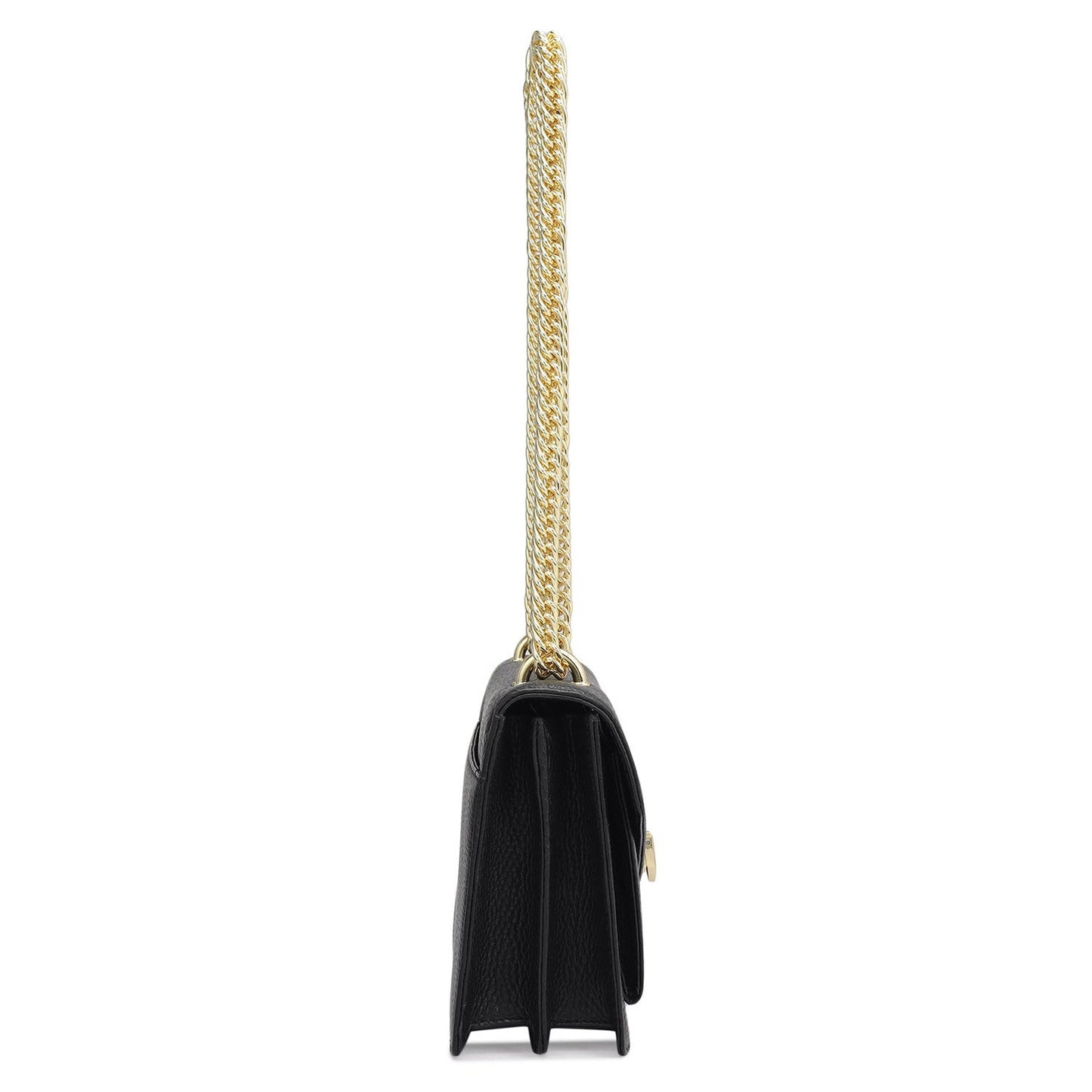 Small Wax Leather Shoulder Bag - Black