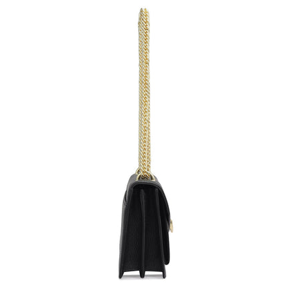 Small Wax Leather Shoulder Bag - Black