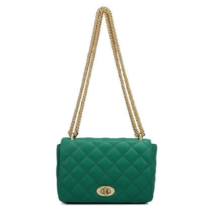 Small Quilting Leather Shoulder Bag - Emerald Green