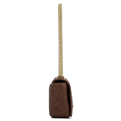 Small Quilting Leather Shoulder Bag - Espresso