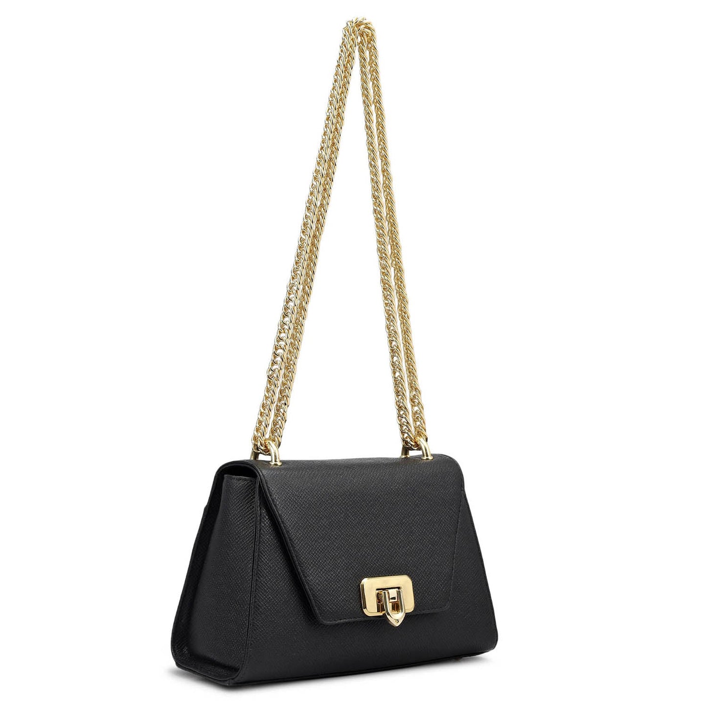 Small Franzy Leather Shoulder Bag - Black