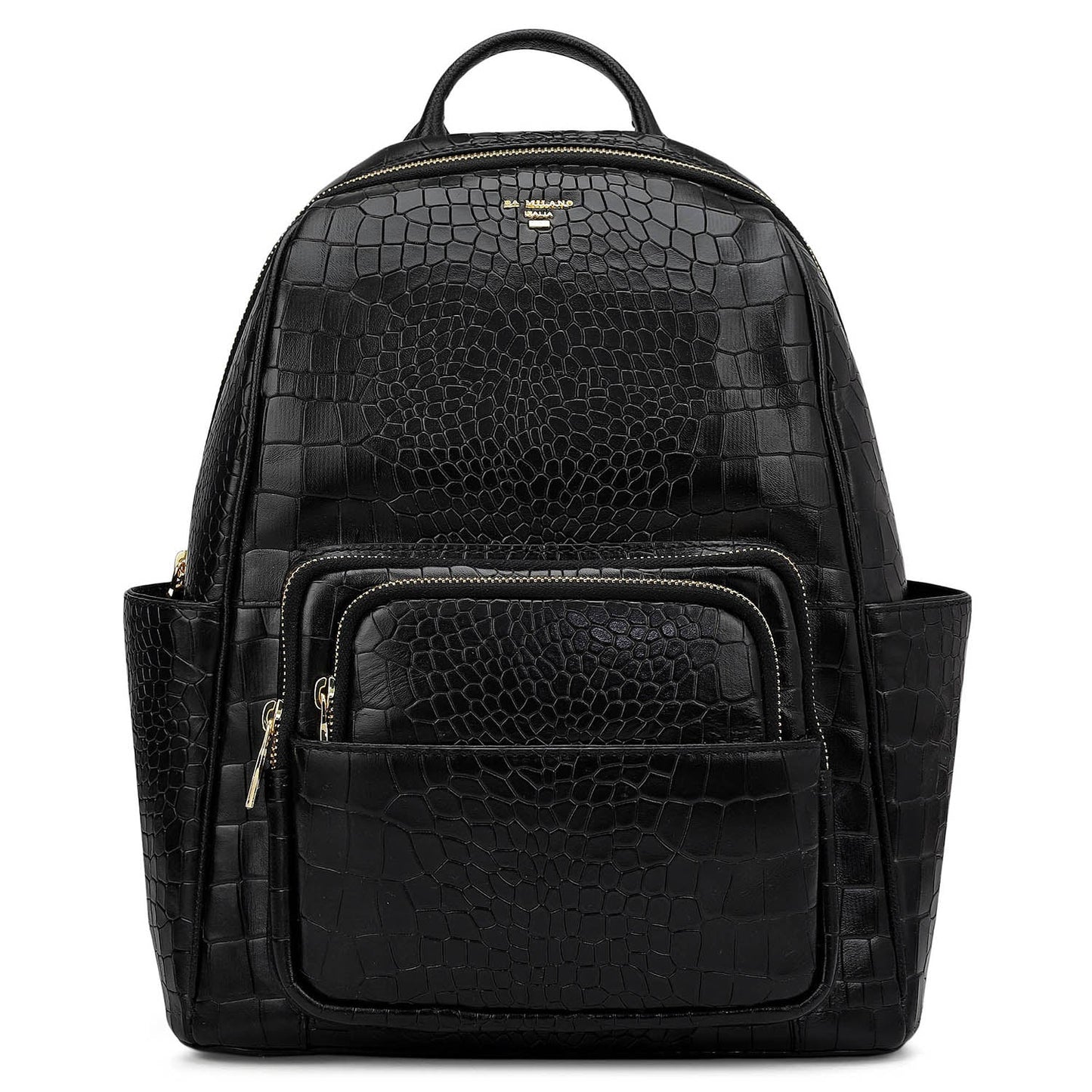 Croco Leather Backpack - Black