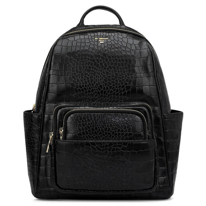 Croco Leather Backpack - Black