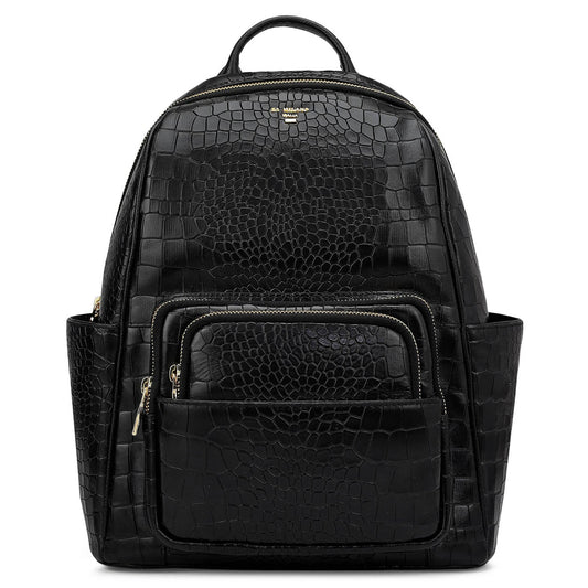 Croco Leather Backpack - Black