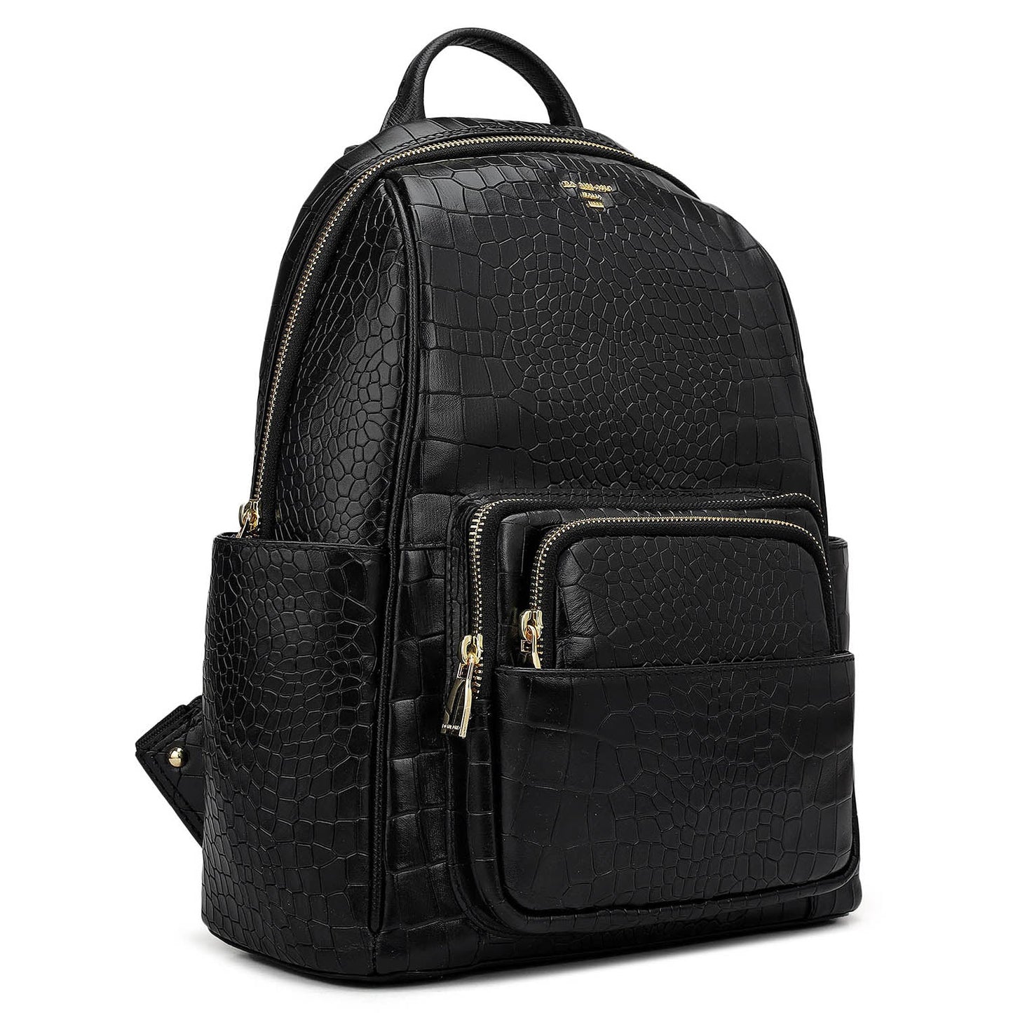 Croco Leather Backpack - Black