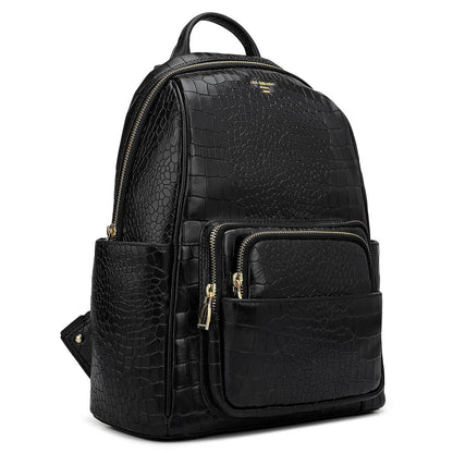 Croco Leather Backpack - Black