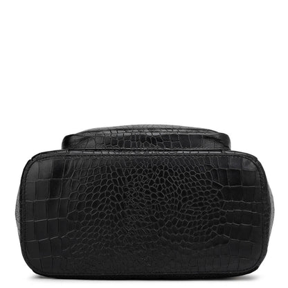 Croco Leather Backpack - Black