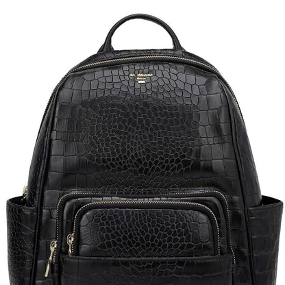 Croco Leather Backpack - Black