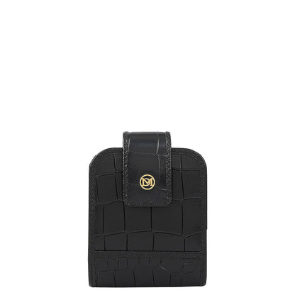 Croco Leather Lipstick Case - Black