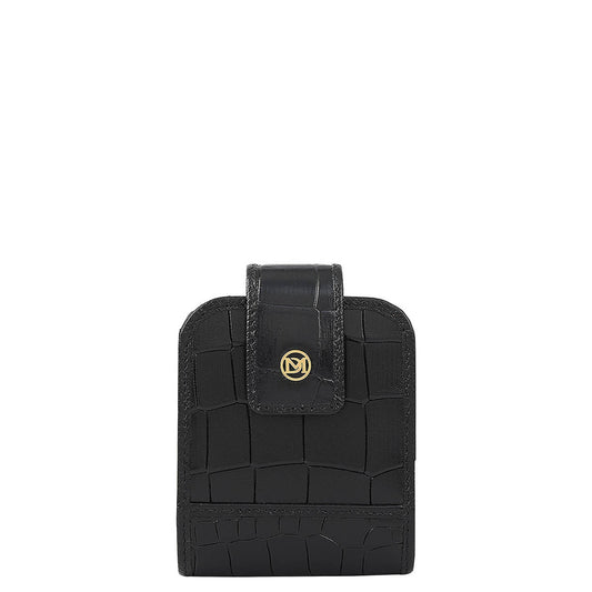 Croco Leather Lipstick Case - Black