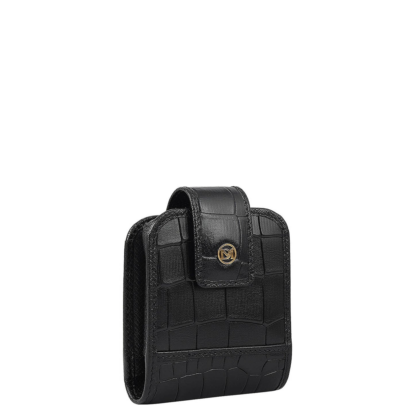 Croco Leather Lipstick Case - Black