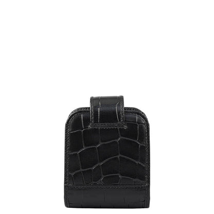 Croco Leather Lipstick Case - Black