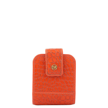 Croco Leather Lipstick Case - Pumpkin