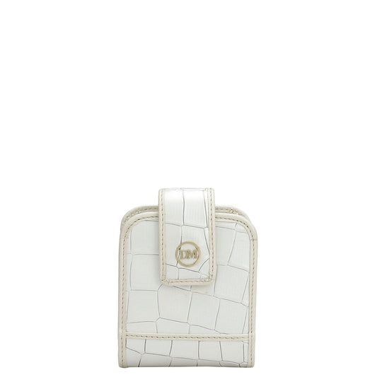Croco Leather Lipstick Case - Snow