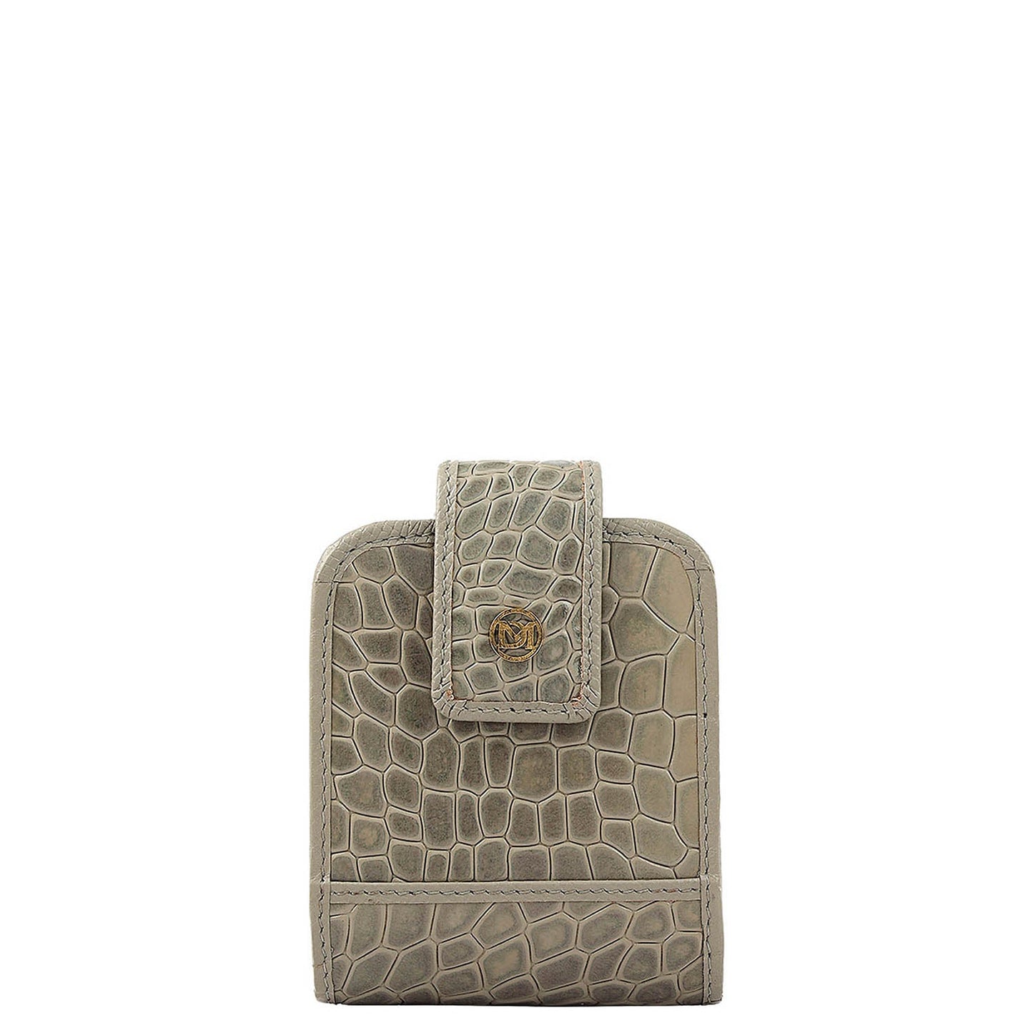 Croco Leather Lipstick Case - Stone Grey