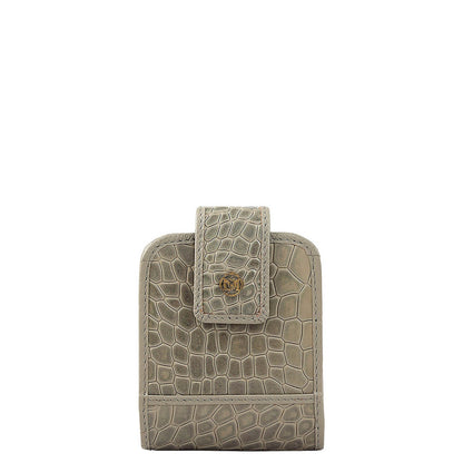 Croco Leather Lipstick Case - Stone Grey