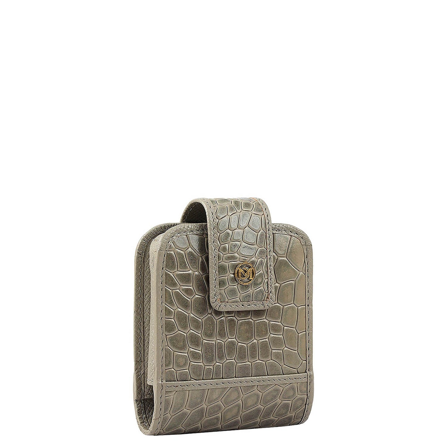 Croco Leather Lipstick Case - Stone Grey