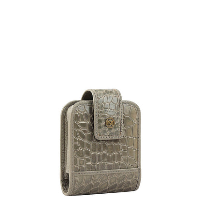 Croco Leather Lipstick Case - Stone Grey
