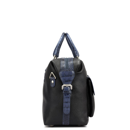Wax Croco Leather Luggage - Black