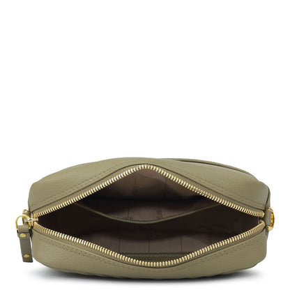 Small Quilting Wax Leather Sling - Olive