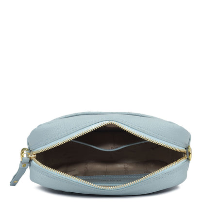 Small Quilting Wax Leather Sling - Sky Blue