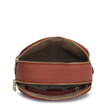 Small Croco Franzy Leather Sling - Brick