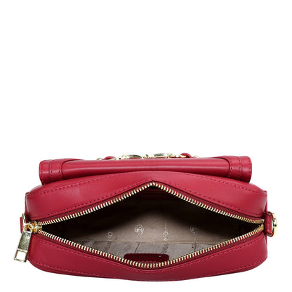 Mini Plain Leather Sling - Plumberry