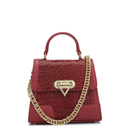 Small Croco Franzy Leather Sling - Plumberry