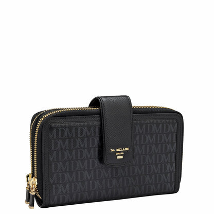 Monogram Leather Ladies Sling Wallet - Black