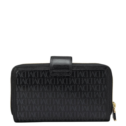 Monogram Leather Ladies Sling Wallet - Black